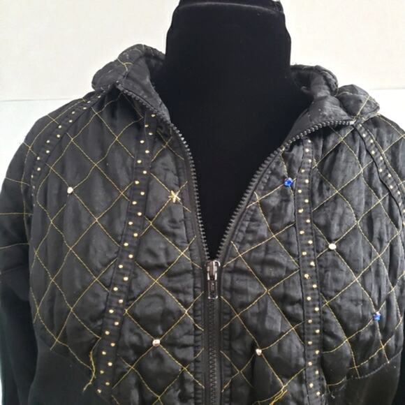 Vintage Wind Suit Tracksuit Lined Quilted Rhinestone Zipper Cuff Large Y2K - Picture 5 of 15